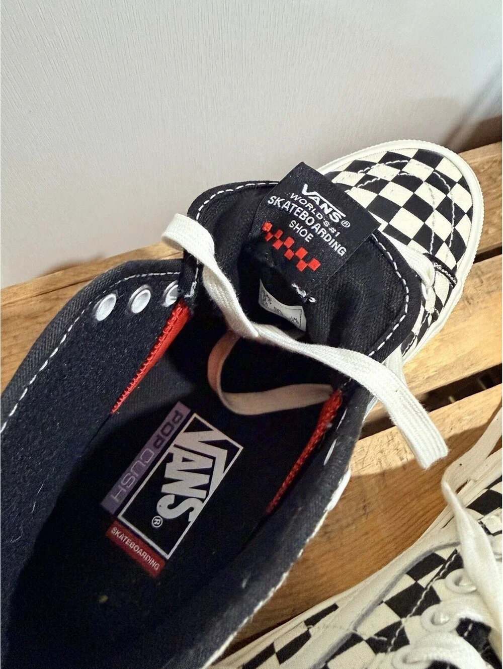 VANS Sk8-Hi High Top Sneakers Black/White Checkerboard Lace Up Canvas